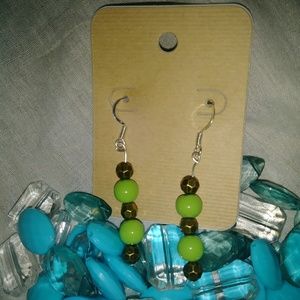 Green dangle earrings